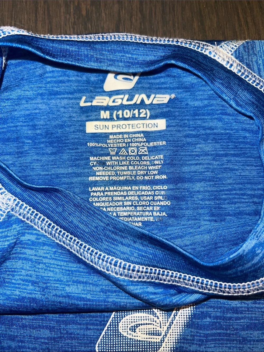 Kids Blue Short Sleeve Rash Guard & Shark Swim Trunks Set Size 10-12
